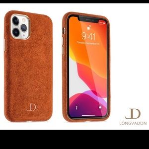 NWB Longvadon Genuine Italian Alcantara Tan I Phone 11 Pro Cell Phone Case